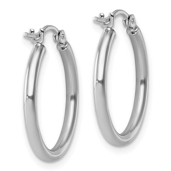 2mm Round Hoop Earrings in 10k White Gold, 20mm (3/4 Inch) - Picture 3 of 6